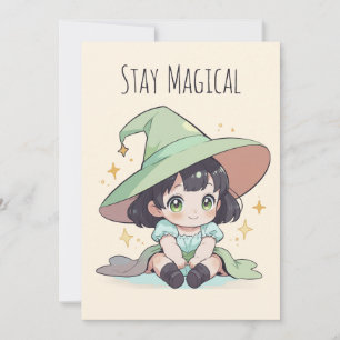 Niedliches Halloween Magical Kawaii Baby Hexe Feiertagskarte