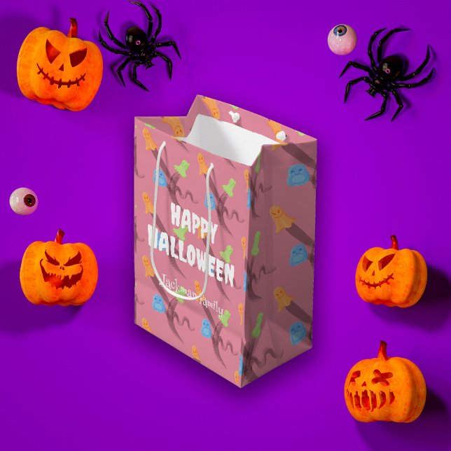 Niedliches Halloween mit Gespenstern Mittlere Geschenktüte (Cute Halloween with ghosts, custom Medium Gift Bag
)