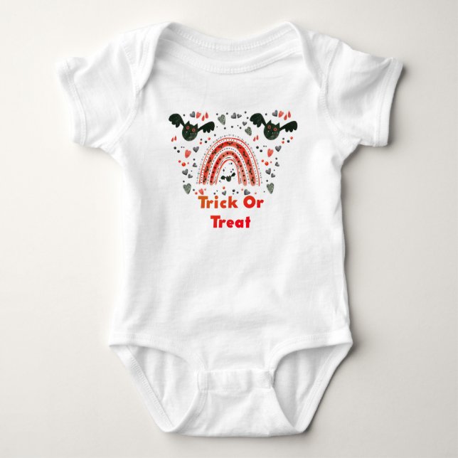 Niedliches Halloween mit Red Rainbow Bats Spooky Baby Strampler (Vorderseite)