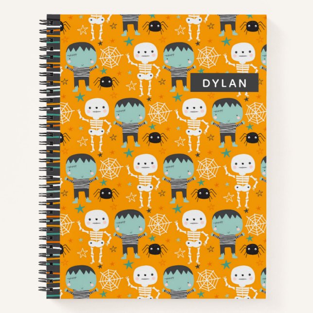Niedliches Halloween Monsters Personalisiertes Ske Notizbuch (Vorderseite)
