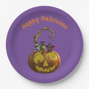 Niedliches Halloween-Mouse-Trio Pappteller