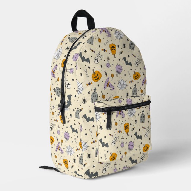 Niedliches Halloween-Muster Bedruckter Rucksack (Rückseitige Ecke links)