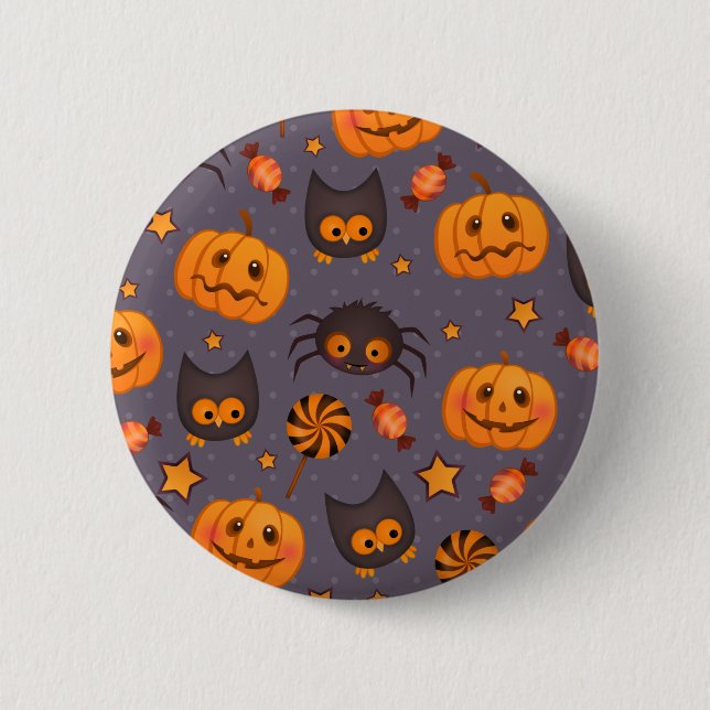 Niedliches Halloween-Muster-lila Hintergrund Button (Vorderseite)