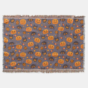 Niedliches Halloween-Muster Lila Hintergrund Decke
