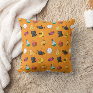Niedliches Halloween-Muster mit orangefarbenem Hin Kissen