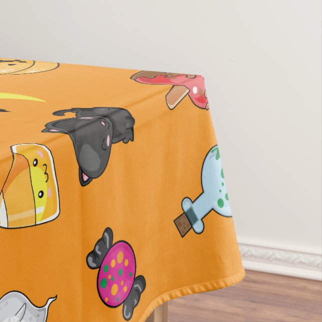 Niedliches Halloween-Muster mit orangefarbenem Hin Tischdecke (Beispiel)
