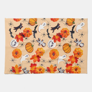 Niedliches Halloween-Muster mit Pumpkins, Geistern Geschirrtuch