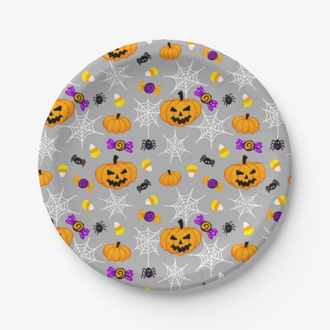 Niedliches Halloween-Muster Pappteller (Vorderseite)
