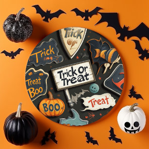 Niedliches Halloween-Muster Pappteller