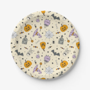 Niedliches Halloween-Muster Pappteller