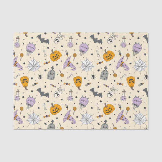 Niedliches Halloween-Muster Seidenpapier (Vorderseite)