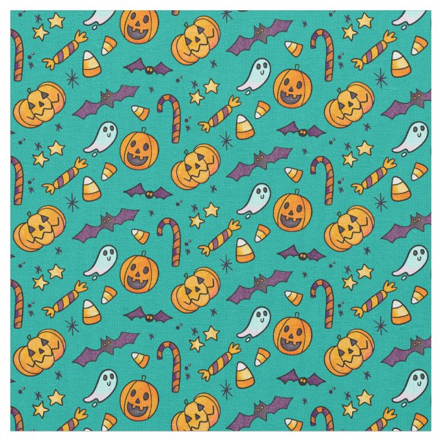 Niedliches Halloween-Muster Stoff (Nahaufnahme)