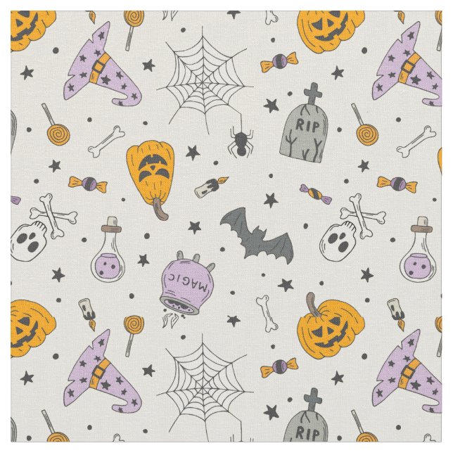 Niedliches Halloween-Muster Stoff (Nahaufnahme)