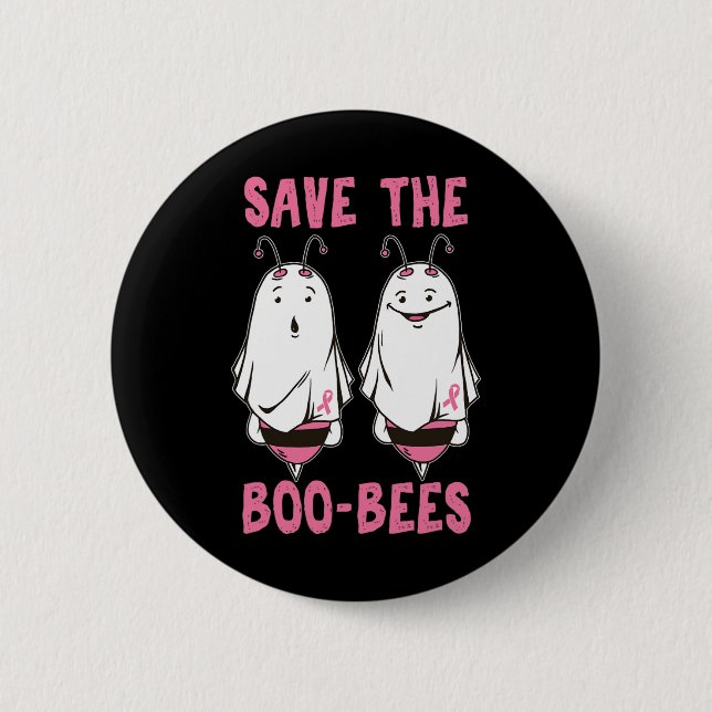 Niedliches Halloween-Oktober Brustkrebs-Sensibilis Button (Vorderseite)