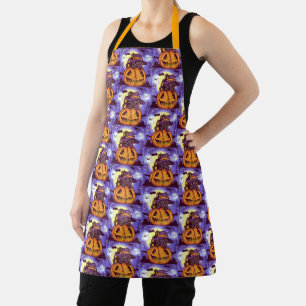 Niedliches Halloween-Oktober Hexenkatze Schürze