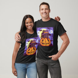 Niedliches Halloween-Oktober Hexenkatze T-Shirt