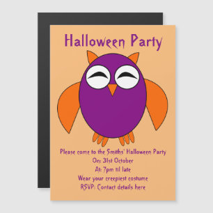 Niedliches Halloween Owl Magnetic Party lädt ein Magneteinladung