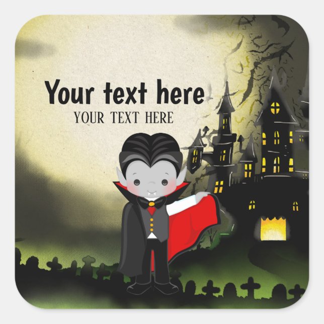 Niedliches Halloween-Party Dracula Quadratischer Aufkleber (Vorderseite)