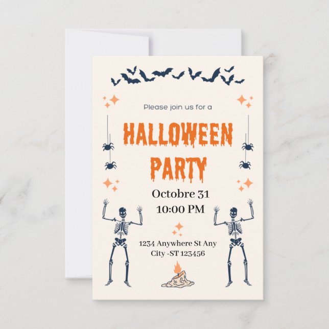 Niedliches Halloween-Party Einladung (Vorderseite)