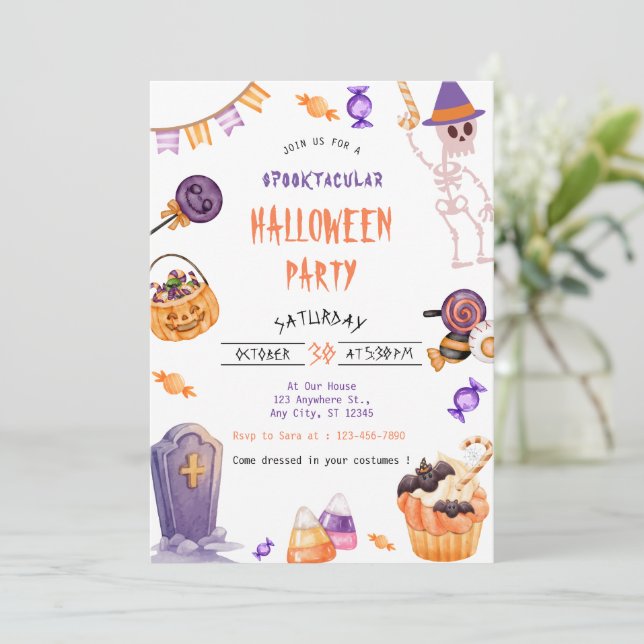 Niedliches Halloween-Party Einladung (Stehend Vorderseite)
