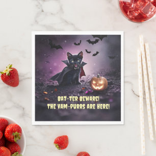 Niedliches Halloween-Party mit Black Cat Vampire Serviette