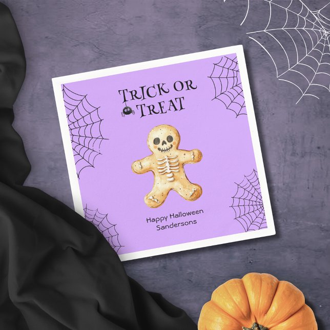 Niedliches Halloween-Party Skelett Personalisiert Serviette (Von Creator hochgeladen)