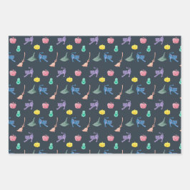 Niedliches Halloween-Print mit nahtlosem Muster. Geschenkpapier Set