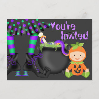 Niedliches Halloween Pumpkin Baby Einladung zum 1.