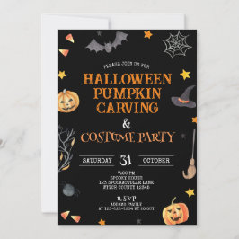 Niedliches Halloween Pumpkin Carving & Costume Par Einladung