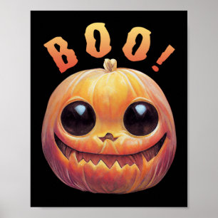 Niedliches Halloween Pumpkin Head Sprichwort Boo Poster