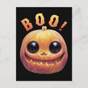 Niedliches Halloween Pumpkin Head Sprichwort Boo Postkarte