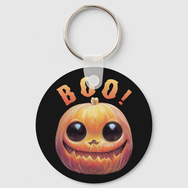 Niedliches Halloween Pumpkin Head Sprichwort Boo Schlüsselanhänger (Vorderseite)