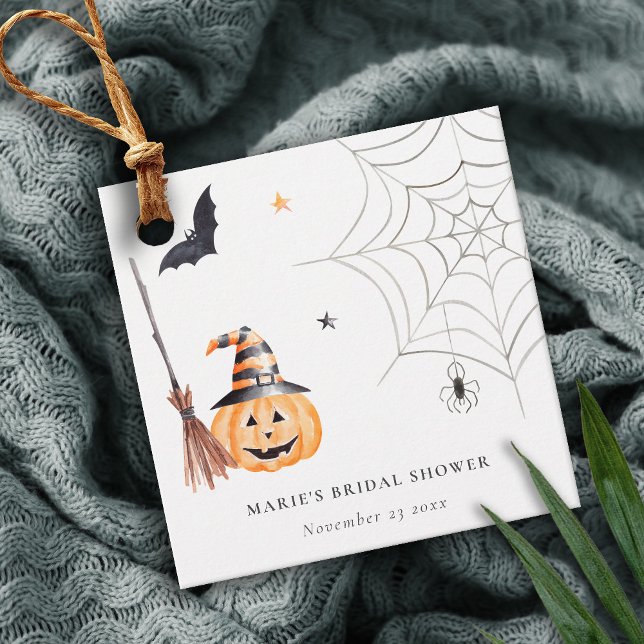 Niedliches Halloween Pumpkin Spider Web-Brautparty Geschenkanhänger (Von Creator hochgeladen)