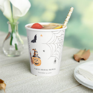 Niedliches Halloween Pumpkin Spider Web-Brautparty Pappbecher