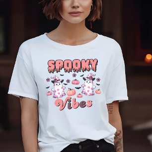 Niedliches Halloween Retro Spooky Vibes Ghosts Pin T-Shirt
