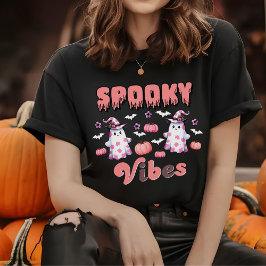 Niedliches Halloween Retro Spooky Vibes Ghosts Pin T-Shirt