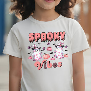 Niedliches Halloween Retro Spooky Vibes Ghosts Pin T-Shirt