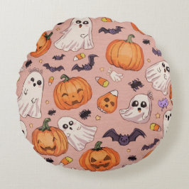 Niedliches Halloween Rundkissen - Pumpkins und Gei Rundes Kissen