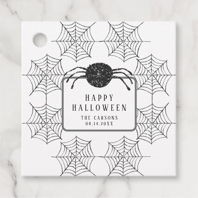 Niedliches Halloween-Schwarz-weiß-Spider-Web-Party Geschenkanhänger (Vorderseite)