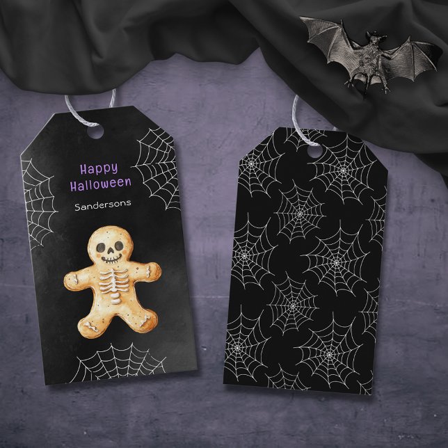 Niedliches Halloween Skeleton Cookie Black Geschenkanhänger (Von Creator hochgeladen)