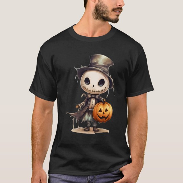 Niedliches Halloween Skeleton Pumpkin Art - Herbst T-Shirt (Vorderseite)