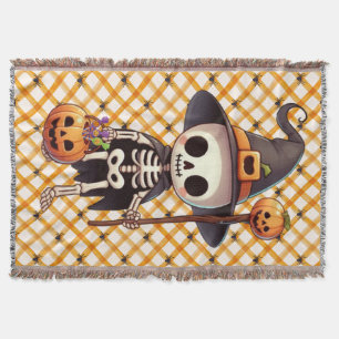 Niedliches Halloween-Skelett Decke