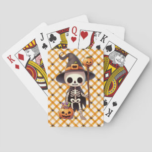 Niedliches Halloween-Skelett Spielkarten