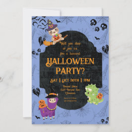 Niedliches Halloween Sloth, Llama, Dino Party Einladung