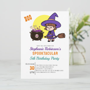 Niedliches Halloween Spooky Hexensche Kindergeburt Einladung