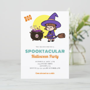 Niedliches Halloween Spooky Kids Hexenkleider Part Einladung