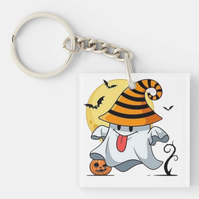 Niedliches Halloween Spooky Pumpkin Bat Clipart Schlüsselanhänger (Vorderseite)