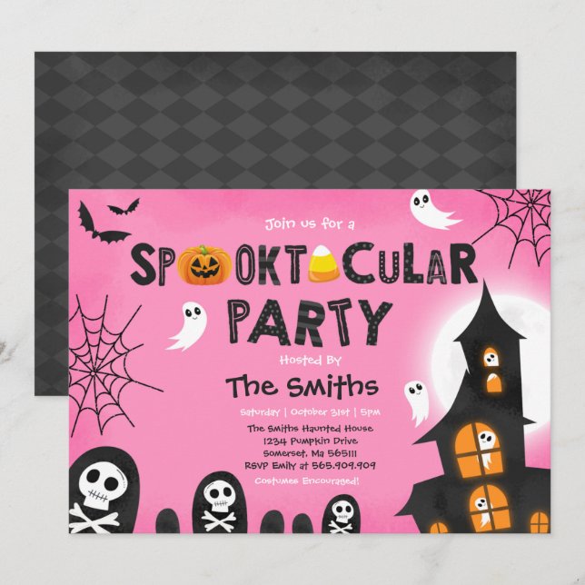 Niedliches Halloween Spuk Haus Spooktacular Einladung (Vorne/Hinten)