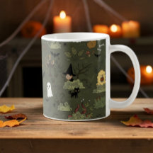 Niedliches Halloween-Spuk-Waldmuster