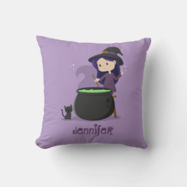 Niedliches Halloween Stirring Melting Pot Lila Kissen
